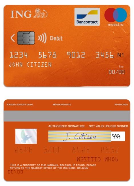 Belgium ING bank maestro debit card